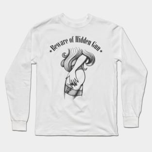 Girl with a Gun in Stockings Long Sleeve T-Shirt